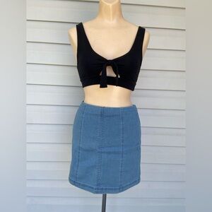 Altar'd State Light Wash Denim Mini Skirt